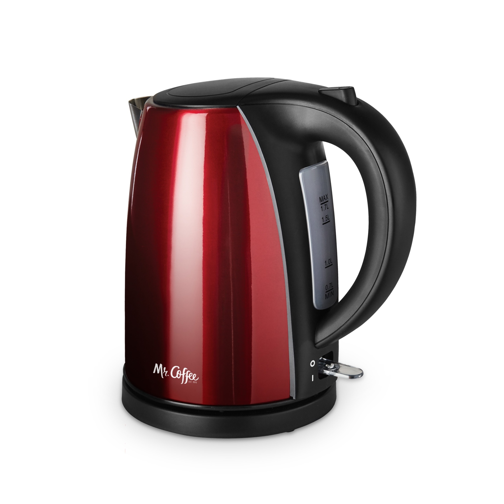 slide 1 of 5, Mr. Coffee Stainless Steel Electric Kettle, Red, 1 ct