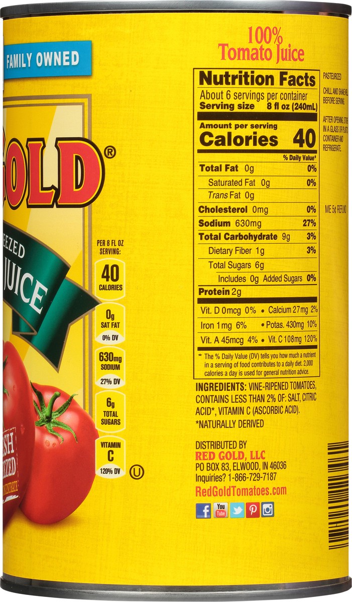 slide 4 of 7, Red Gold Fresh Squeezed Tomato Juice - 46 fl oz, 46 fl oz
