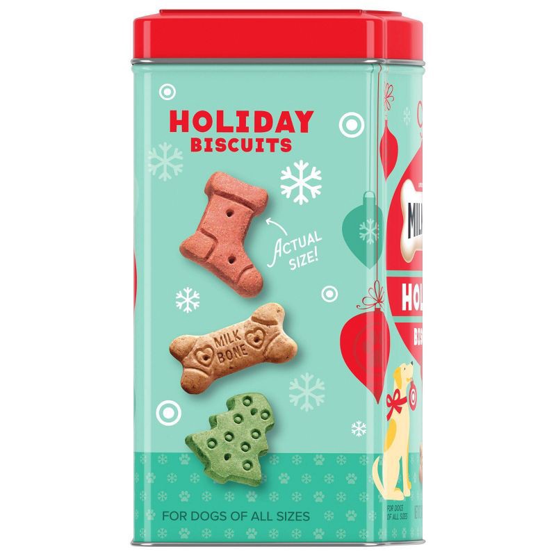 MilkBone Christmas Biscuits Tin with Original Beef Flavor Dog Treats