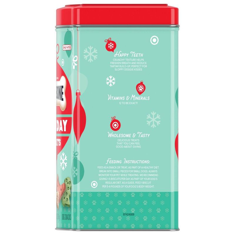 MilkBone Christmas Biscuits Tin with Original Beef Flavor Dog Treats