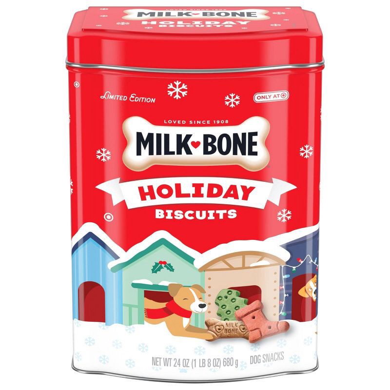 slide 1 of 6, Milk-Bone Christmas Biscuits Tin with Original Flavored Dog Treats - 24oz, 24 oz