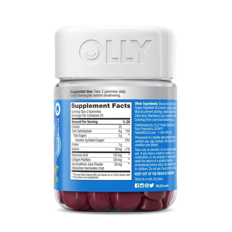 slide 5 of 8, OLLY Glowing Skin Collagen Chewable Gummies - Berry - 50ct, 50 ct