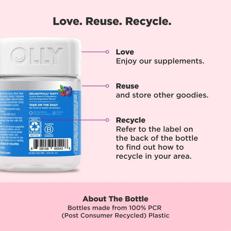 slide 5 of 10, OLLY Glowing Skin Collagen Chewable Gummies - Berry - 50ct, 50 ct