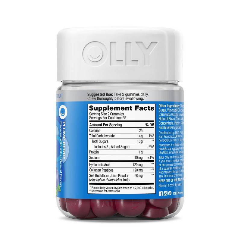 slide 6 of 10, OLLY Glowing Skin Collagen Chewable Gummies - Berry - 50ct, 50 ct