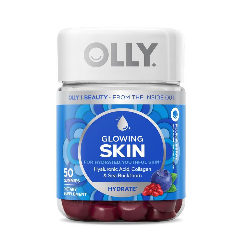 slide 1 of 8, OLLY Glowing Skin Collagen Chewable Gummies - Berry - 50ct, 50 ct