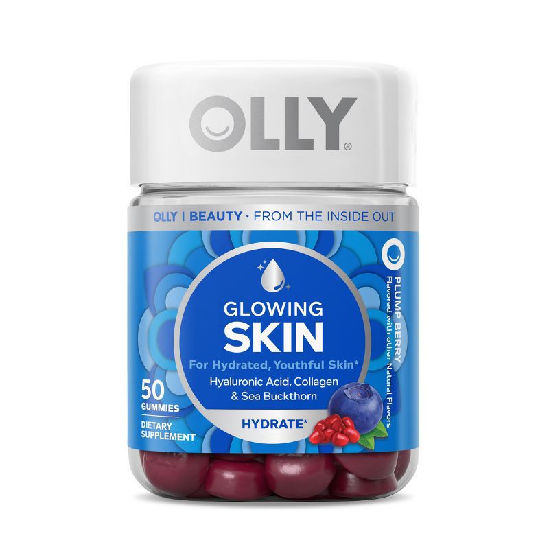 slide 1 of 10, OLLY Glowing Skin Collagen Chewable Gummies - Berry - 50ct, 50 ct
