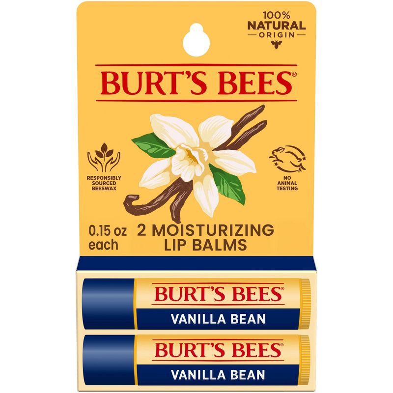 slide 1 of 1, Burt's Bees 100% Natural Origin Lip Balm - Vanilla Bean - 2pk/0.30oz, 2 ct, 0.30 oz