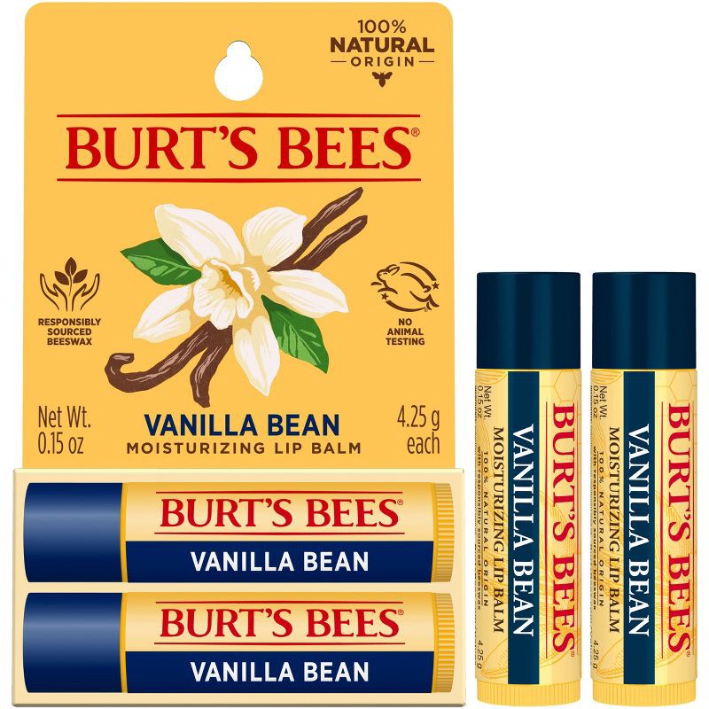 slide 13 of 20, Burt's Bees Lip Balm - Vanilla Bean - 2pk/0.30oz, 2 ct, 0.30 oz