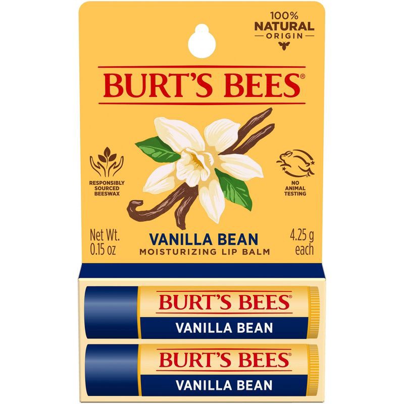 slide 1 of 20, Burt's Bees Lip Balm - Vanilla Bean - 2pk/0.30oz, 2 ct, 0.30 oz