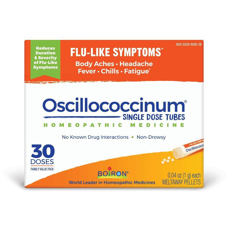 slide 3 of 8, Boiron Oscillococcinum Flu-Like Symptoms, Body Aches, Headache, Fever, Chills and Fatigue 30 Doses Treatment - 30ct, 30 ct