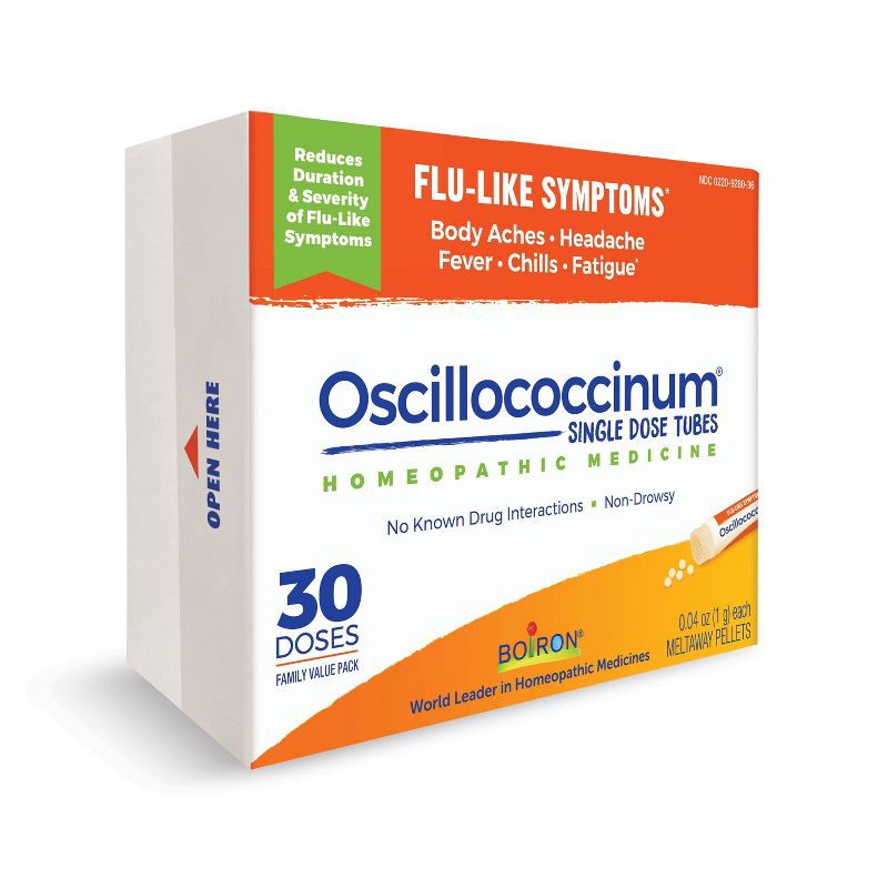 slide 4 of 8, Boiron Oscillococcinum Flu-Like Symptoms, Body Aches, Headache, Fever, Chills and Fatigue 30 Doses Treatment - 30ct, 30 ct