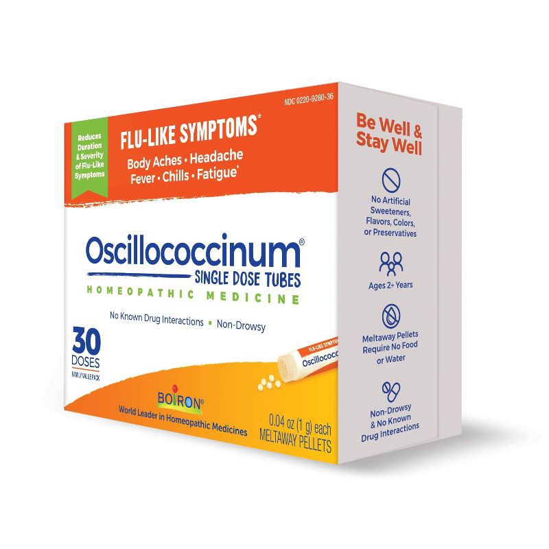 slide 5 of 8, Boiron Oscillococcinum Flu-Like Symptoms, Body Aches, Headache, Fever, Chills and Fatigue 30 Doses Treatment - 30ct, 30 ct