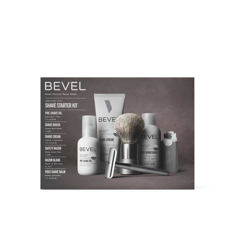slide 1 of 11, Bevel Men's Shave Kit - Safety Razor and Brush, Shave Cream, Pre Shave Oil, Post Shave Balm - 40 Blades, 1 ct
