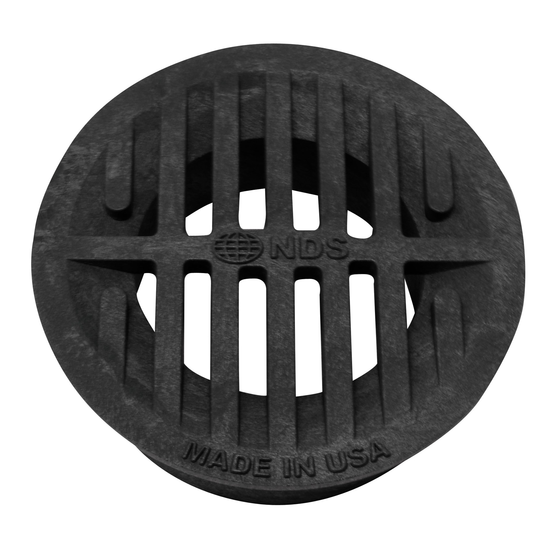 slide 6 of 6, NDS 4-in Round Grate, Connects to 4-in Drain Pipes and Fittings, Black, 1 ct