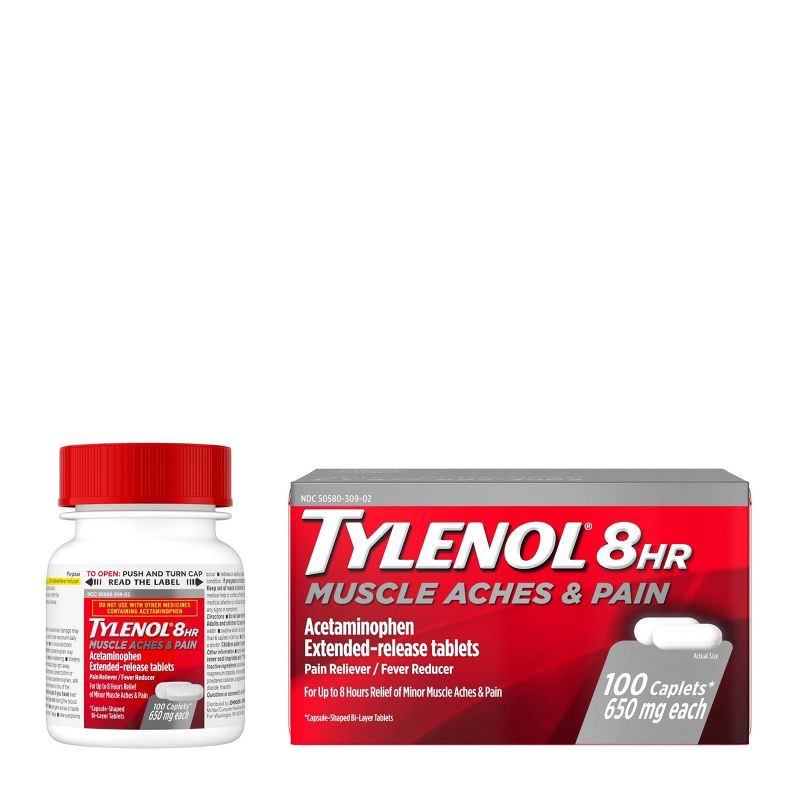 slide 2 of 9, Tylenol 8 Hour Muscle Aches & Pain Tablets - Acetaminophen - 100ct, 100 ct