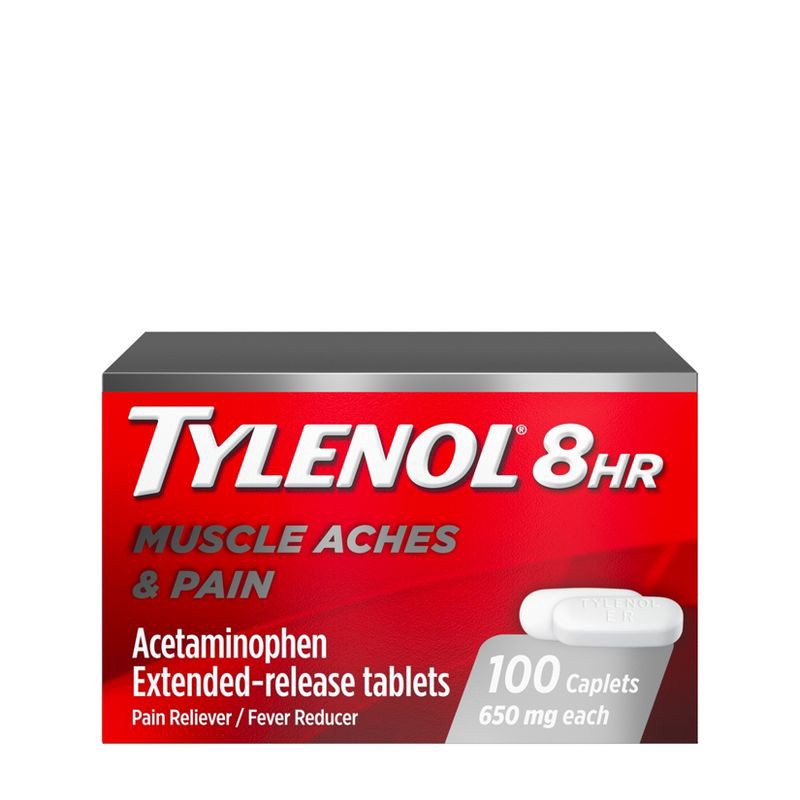 slide 1 of 9, Tylenol 8 Hour Muscle Aches & Pain Tablets - Acetaminophen - 100ct, 100 ct