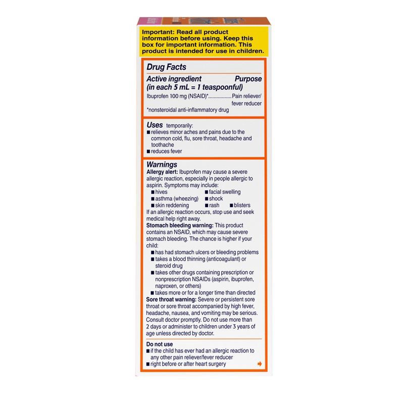 slide 5 of 8, Children's Motrin Pain Reliever/Fever Reducer Liquid - Ibuprofen (NSAID) - Bubble Gum - 4 fl oz, 4 fl oz