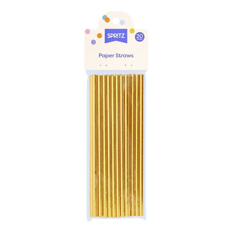 slide 2 of 3, 20ct Paper Straws Gold - Spritz™, 20 ct