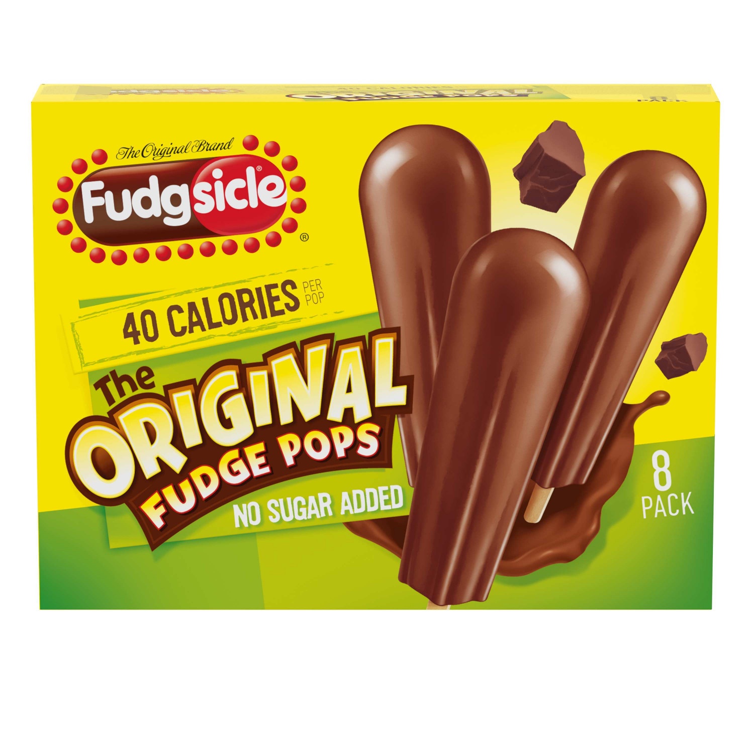 slide 1 of 1, Popsicle Fudgesicle No Sugar Added Original Fudge Pops, 8 ct