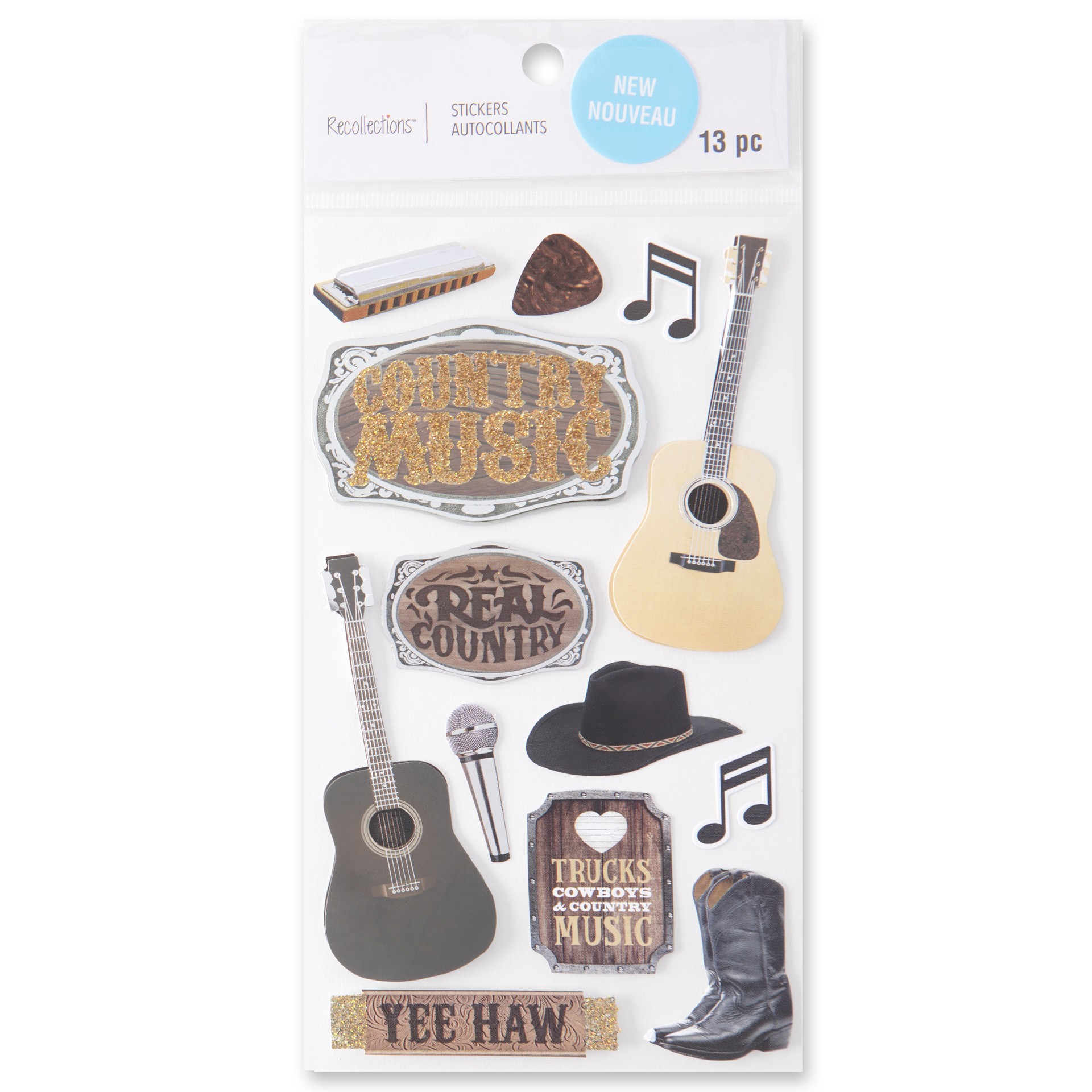 slide 6 of 6, Country Music Stickers By Recollections, 3.875 in x 6.875 in