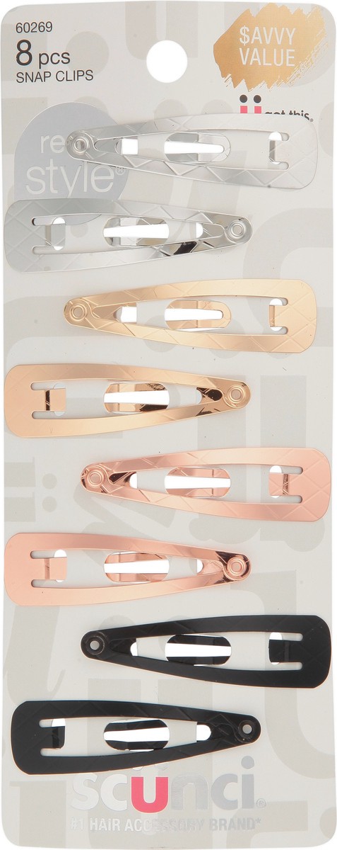 slide 8 of 11, scünci Snap Clips 8 ea, 8 ct