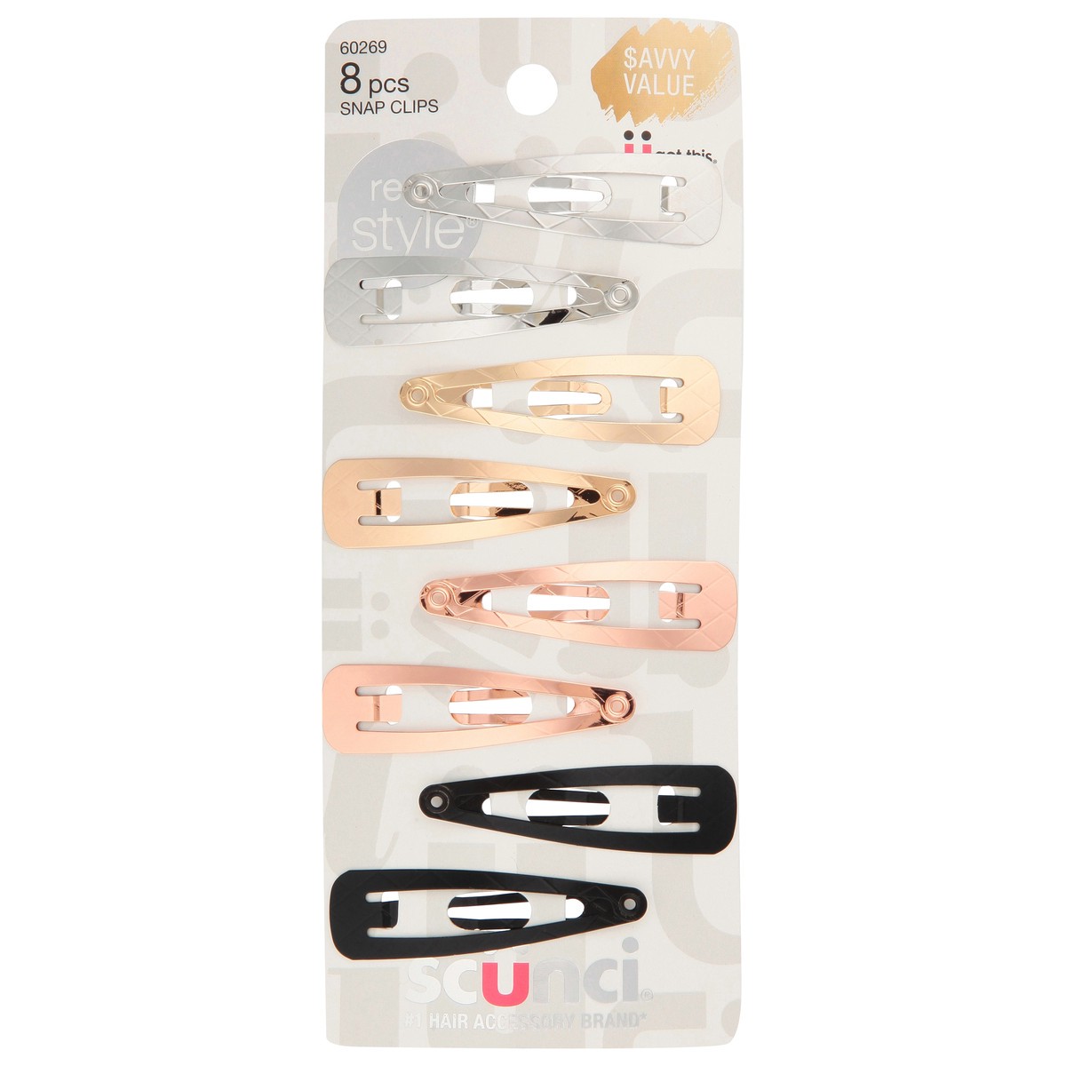 slide 1 of 11, scünci Snap Clips 8 ea, 8 ct
