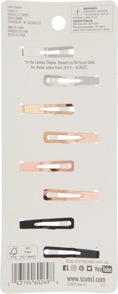 slide 2 of 11, scünci Snap Clips 8 ea, 8 ct