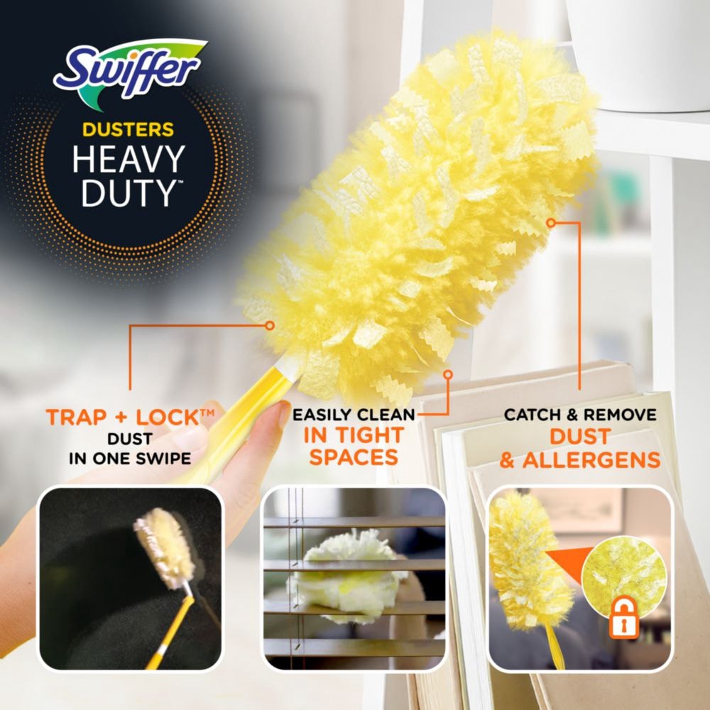 slide 4 of 6, Swiffer Dusters Heavy Duty Kit Poly fiber Extendable Dusting wand, 1 ct