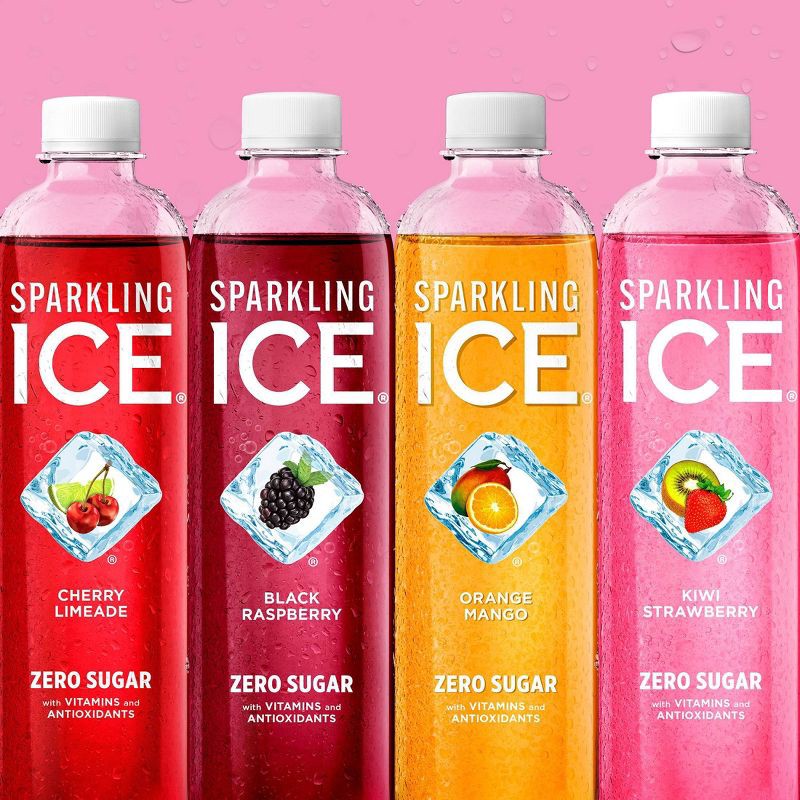 slide 5 of 10, Sparkling ICE Variety Pack-Black Raspberry/Orange Mango/Kiwi Strawberry/Cherry Limeade - 12pk/17 fl oz Bottles, 12 ct; 17 fl oz