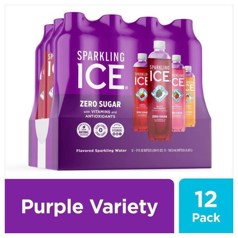 slide 1 of 10, Sparkling ICE Variety Pack-Black Raspberry/Orange Mango/Kiwi Strawberry/Cherry Limeade - 12pk/17 fl oz Bottles, 12 ct; 17 fl oz