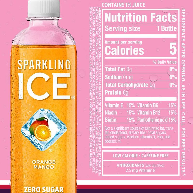 slide 10 of 10, Sparkling ICE Variety Pack-Black Raspberry/Orange Mango/Kiwi Strawberry/Cherry Limeade - 12pk/17 fl oz Bottles, 12 ct; 17 fl oz