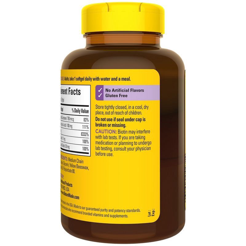 slide 10 of 10, Nature Made Hair - Skin & Nails with 2500 mcg of Biotin Softgels - 120ct, 120 ct