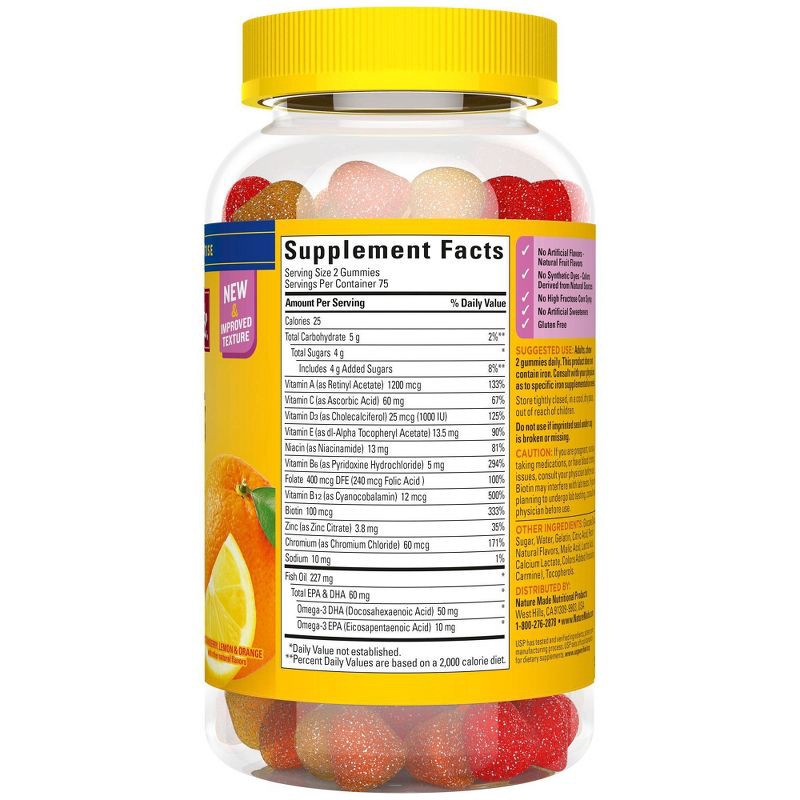 slide 3 of 11, Nature Made Women Multi Plus Omega 3 Women Multivitamin Gummies - Lemon, Orange & Strawberry - 150ct, 150 ct