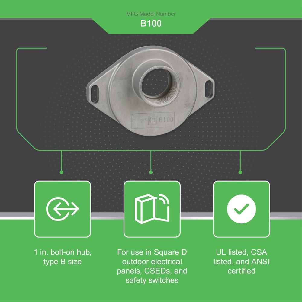 slide 3 of 4, Square D 1-in Hub, 1 ct