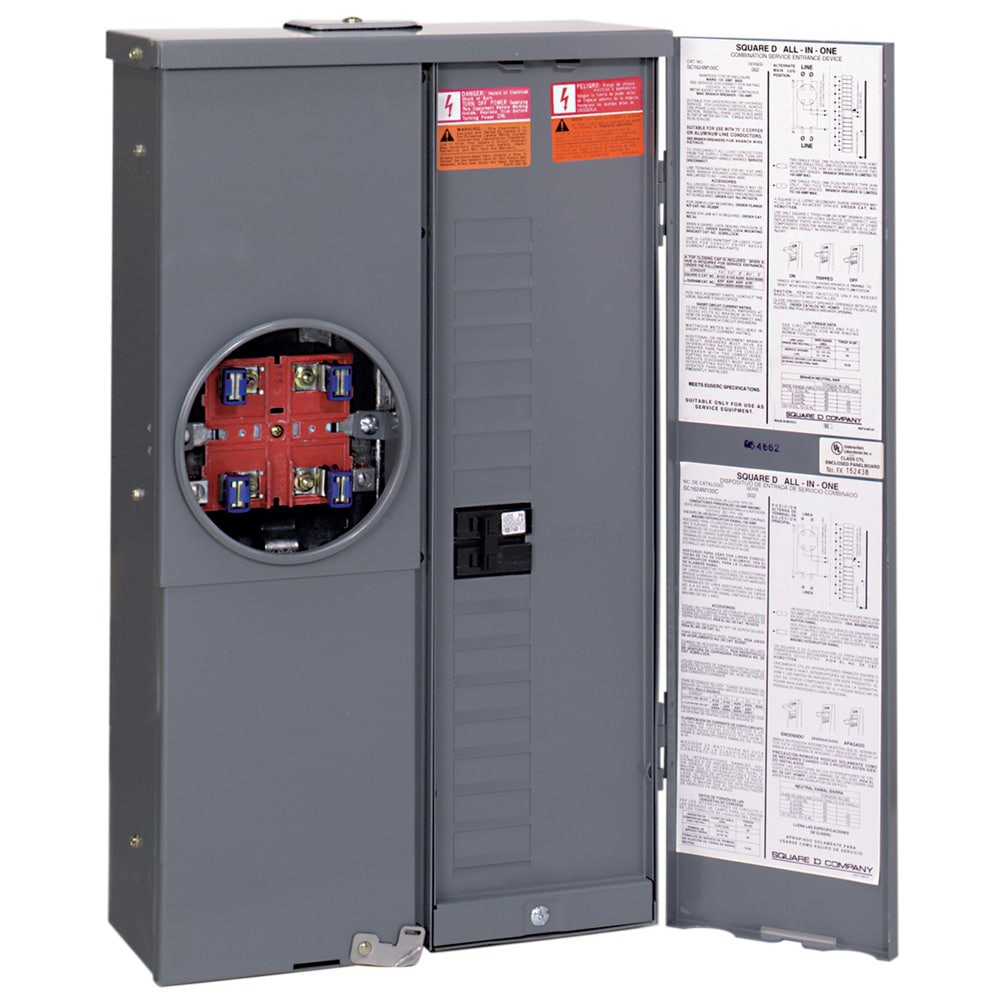 slide 3 of 3, Square D Homeline Ring Type Overhead/Underground 125 -Amp 16 -Spaces 24 -Circuit Outdoor Main Breaker Load Center, 1 ct