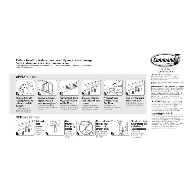 slide 9 of 10, Command 6 Strips Quartz Key Decorative Hook Rack: Wall Mounted Off-White Plastic Hat Rack with 4 Hooks, 1 ct