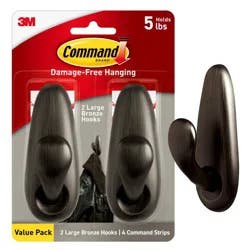 Command Large Forever Classic Hooks Oil Rubbed Bronze: Decorative Wall Hooks, Metal, Painted Finish, 5 lb Capacity, 2 Pack