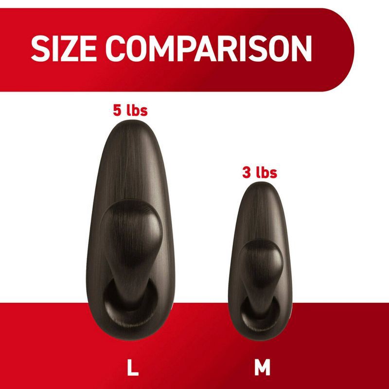 slide 5 of 16, Command Large Forever Classic Hooks Brushed Nickel: Metal Decorative Hooks, 5 lb Capacity, 2 Pack, Silver Finish, 5 lb, 2 ct