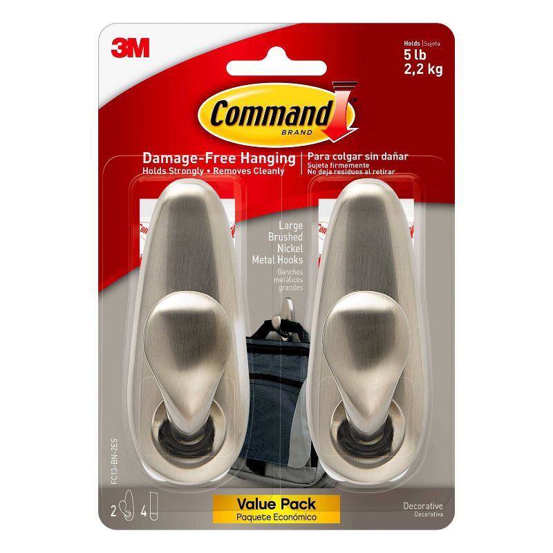 slide 1 of 14, Command Large Forever Classic Hooks Brushed Nickel, 1 ct