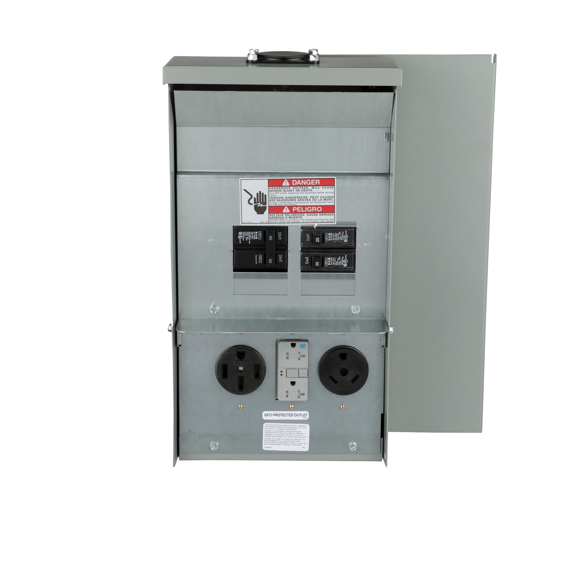 slide 1 of 6, Eaton 503020 Amp Overhead only Temporary Power Panel, 1 ct