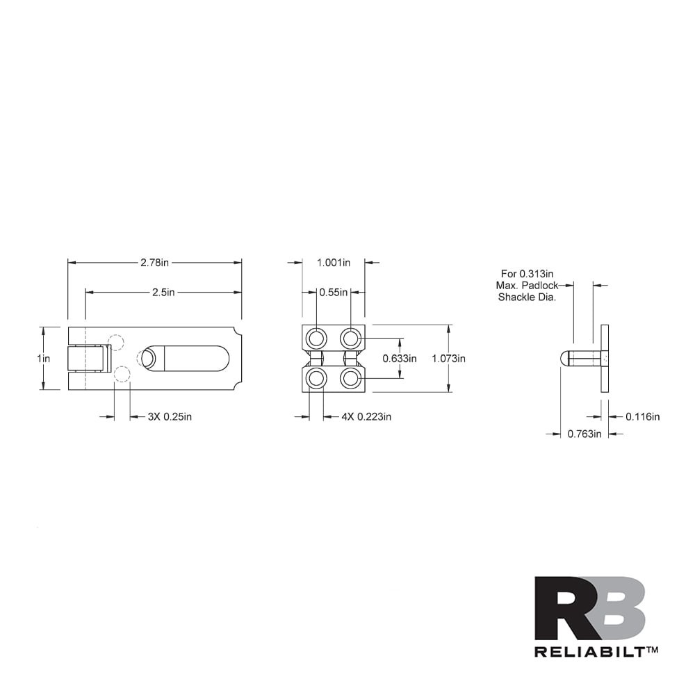 slide 3 of 6, RELIABILT 2-1/2-in Brass Fixed staple hasps, 1 ct