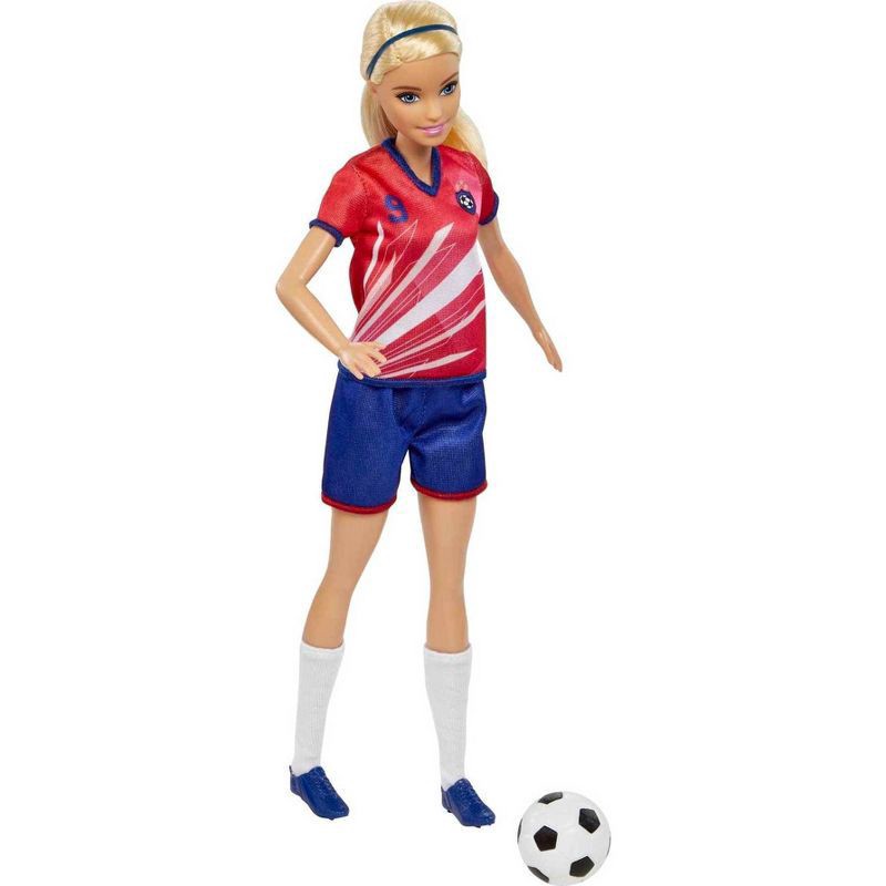 slide 4 of 6, Barbie Soccer Doll - Red #9 Uniform, 1 ct