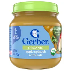Gerber Stage 2 Baby Food, Apple Spinach Kale Puree, 4 oz Jar