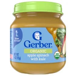 Gerber Stage 2 Baby Food, Apple Spinach Kale Puree, 4 oz Jar