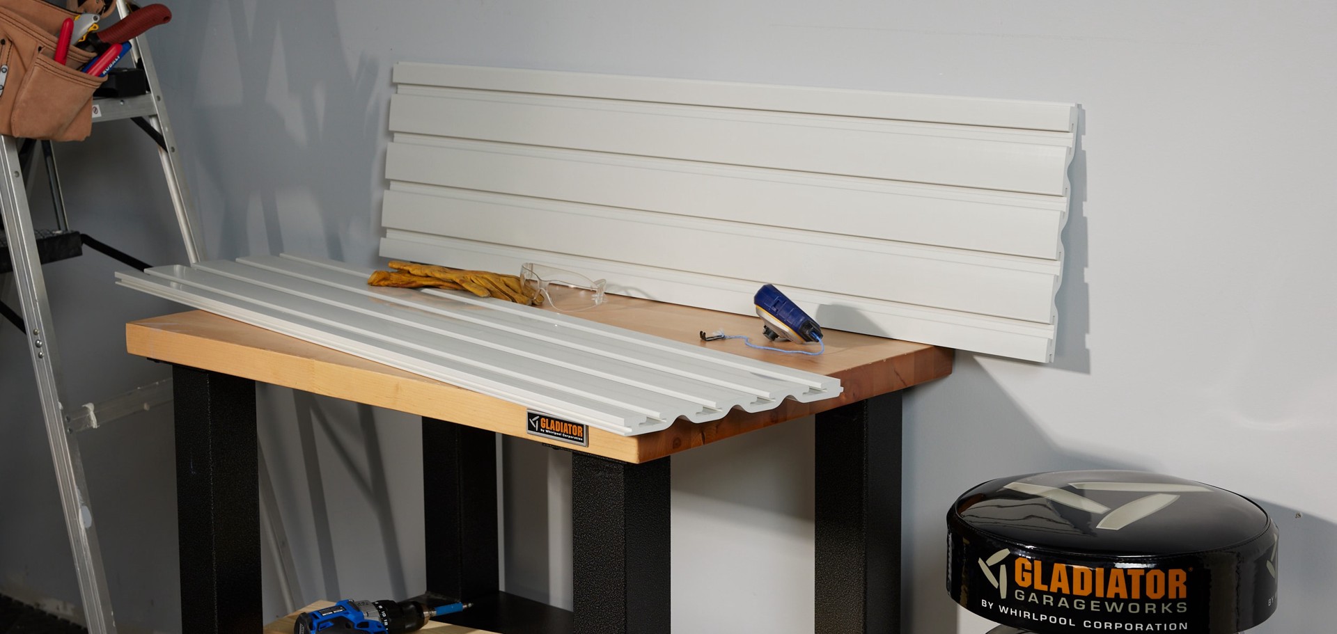 slide 5 of 6, Gladiator GearWall 2 -Piece 48-in White Plastic Multipurpose Wall panel, 1 ct