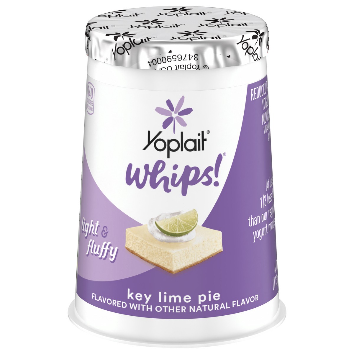 slide 1 of 1, Yoplait Whips Reduced Fat Yogurt Mousse, Key Lime Pie Flavored, Gluten Free Snack, 4 OZ Yogurt Cup, 4 oz