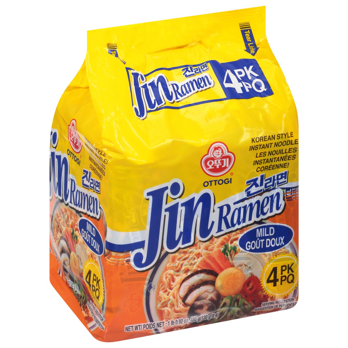 slide 4 of 12, Ottogi Jin Ramen Mild Flavor Multi Pack 4 Count - 16.93 Oz, 4 ct