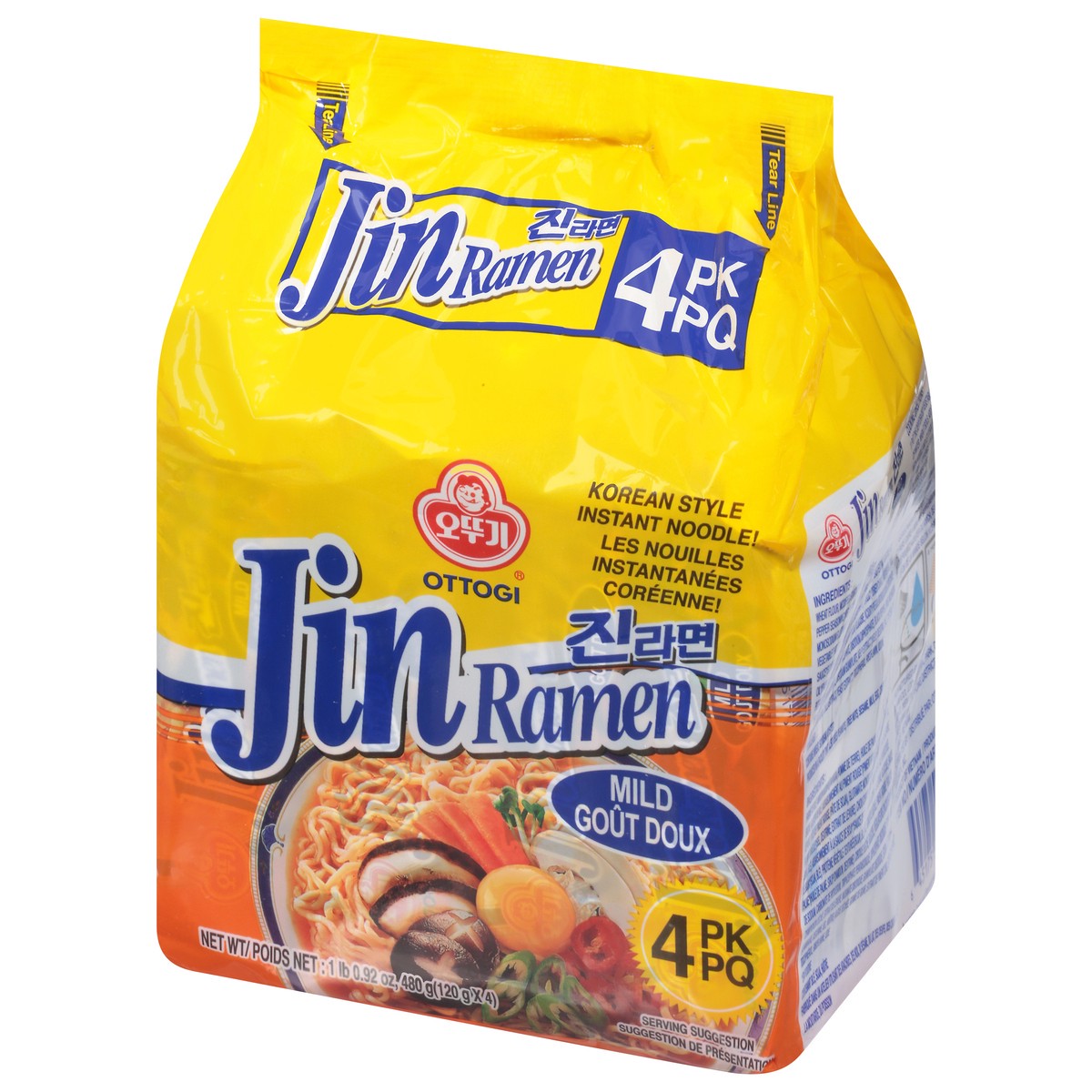 slide 3 of 12, Ottogi Jin Ramen Mild Flavor Multi Pack 4 Count - 16.93 Oz, 4 ct