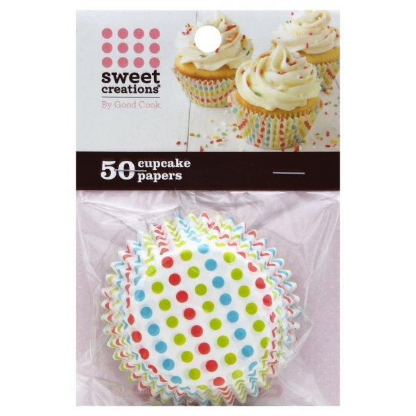 slide 1 of 2, Good Cook Sweet Creations Regular Cupcake Paper - Large Dots, 50 ct