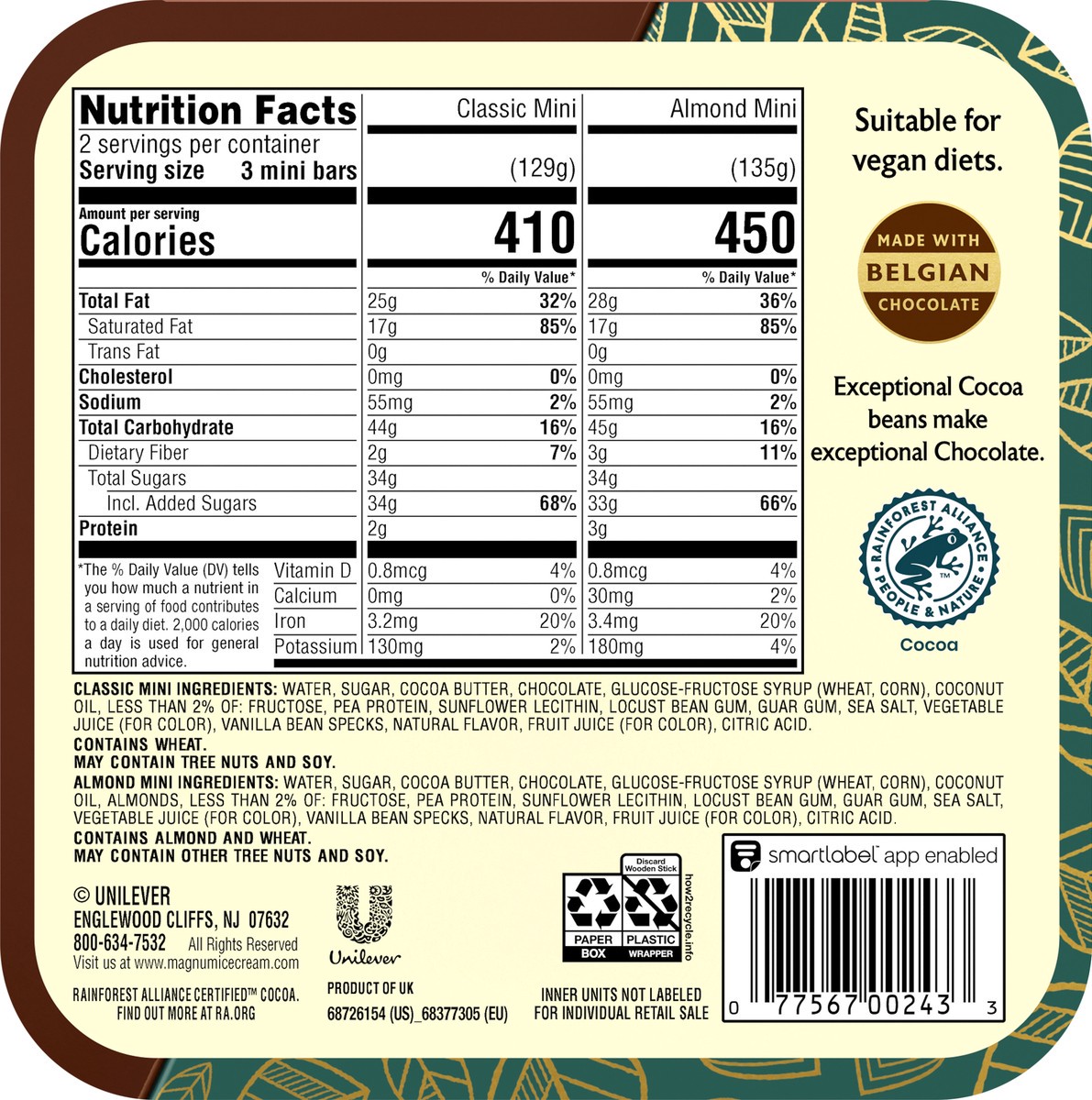 slide 4 of 7, Magnum Mini Non-Dairy Classic/Almond Frozen Dessert Bars 6 ea, 6 ct